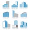 Real estate, construction business logo set with vector buildings icon