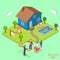 Real estate deal isometric flat vector concept.