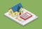 Real estate expense rent price concept flat 3d web isometric