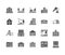 Real estate flat glyph icons set. House sale, commercial building, country home area, skyscraper, mall, kindergarten