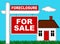 Real Estate Home Foreclosure with For Sale Sign