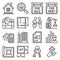 Real Estate and Home Rent Icons Set on White Background. Vector