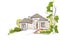 Real Estate Illustration. House Painting Sketch on White Background.