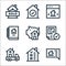 real estate line icons. linear set. quality vector line set such as chat, house, moving truck, print, savings, report, checklist,