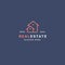 Real estate logo in outline style with houses. suitable for property agency and rent business