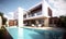 real estate luxury exterior design pool villa with interior design living room home, house ,sun bed