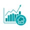 Real estate market growth chart glyph color icon