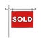 Real estate sold sign on white background