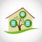 Real estate symbol of ecological house with tree and leaves