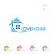 Real estate vector logo design, love home shape