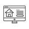 Real estate web site black line icon. Central location of web pages. Real estate information. Pictogram for web page, mobile app,