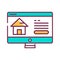 Real estate web site color line icon. Central location of web pages. Real estate information. Pictogram for web page, mobile app,