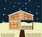 Real estate winter night scene. House, cottage, townhouse, sweet home