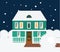 Real estate winter night scene. House, cottage, townhouse, sweet home vector illustration