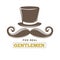 Real gentlemens club isolated vintage emblem with hat and mustache