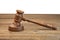 Real Judges Or Auctioneer Gavel On Wood Table White Isolated