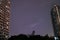 Real lightning flashing on the evening sky of Bangkok, Thailand