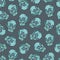 Real linocut hand made skull print. Seamless pattern. Vector vintage style illustration for t-shirt, fabric, wrapping and