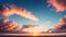 Real majestic sunrise sundown sky background with gentle colorful clouds