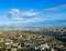 a real panoramic view of the city of Tbilisi. city with mountains in the distance. real Sakartvelo or Georgia