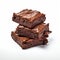 Real Photo Fudge Brownies On White Background