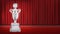 Real silver trophy with red curtain stage background