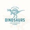 Real Size Dinosaurs Amusement Park Abstract Sign, Symbol or Logo Template. Hand Drawn Spinosaurus Reptile with Premium