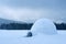 Real snow igloo house in the winter Carpathian mountains