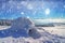 Real snow igloo house in the winter Carpathian mountains