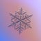 Real snowflake glittering on smooth gradient background