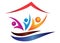 Real state safe house home happy healthy active people family waves logo vector elements on transparent on white background.