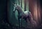 Real unicorn in a magical forest. Generative AI