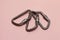 Real working climbing carabiners. Unseen appearance. Scratched climbing equipment