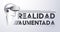 Realidad Aumentada, Augmented Reality spanish text Design Emblem vector.