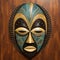 Realism Inspired African Mask Wall Art Dark Teal And Light Gold