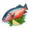 Realism Letter L Clipart: Salmon Fish With Lemon And Parsley