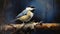 Realism Painting Of A Unique Black-capped Chickadee With Iridescent Lapis Lazuli