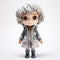 Realistic 2d Doll In Blue Coat With White Hair - Madison Vinyl Toy
