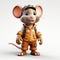 Realistic 3d Animated Mouse Character In Orange Outfit