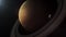 Realistic 3D animation of Saturn and its moon