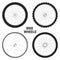 Realistic 3d bicycle wheels. Bike rubber tyres, shiny metal spokes and rims. Fitness cycle, touring, sport, road and