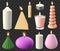 Realistic 3d candles. Holidays candlelight, romantic flaming wax candle, wedding or birthday candles vector illustration