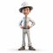 Realistic 3d Cartoon Character With Hat And White Outfit
