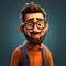 Realistic 3d Cartoon Character: Lu - Glasses, Beard, And Youthful Protagonist