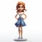 Realistic 3d Cartoon Girl Figurine With Youthful Protagonists