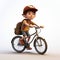 Realistic 3d Character Model: Boy Riding Bike In Cartoonish Style