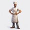 Realistic 3d Chef Character With Cartoon Style, Detailed Rendering