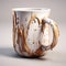 Realistic 3d Chocolate Stained Mug With Gold Accents