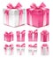 Realistic 3D Collection of Colorful Pink Pattern Gift Box