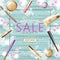 Realistic 3d cosmetic spring sale banner template. Square